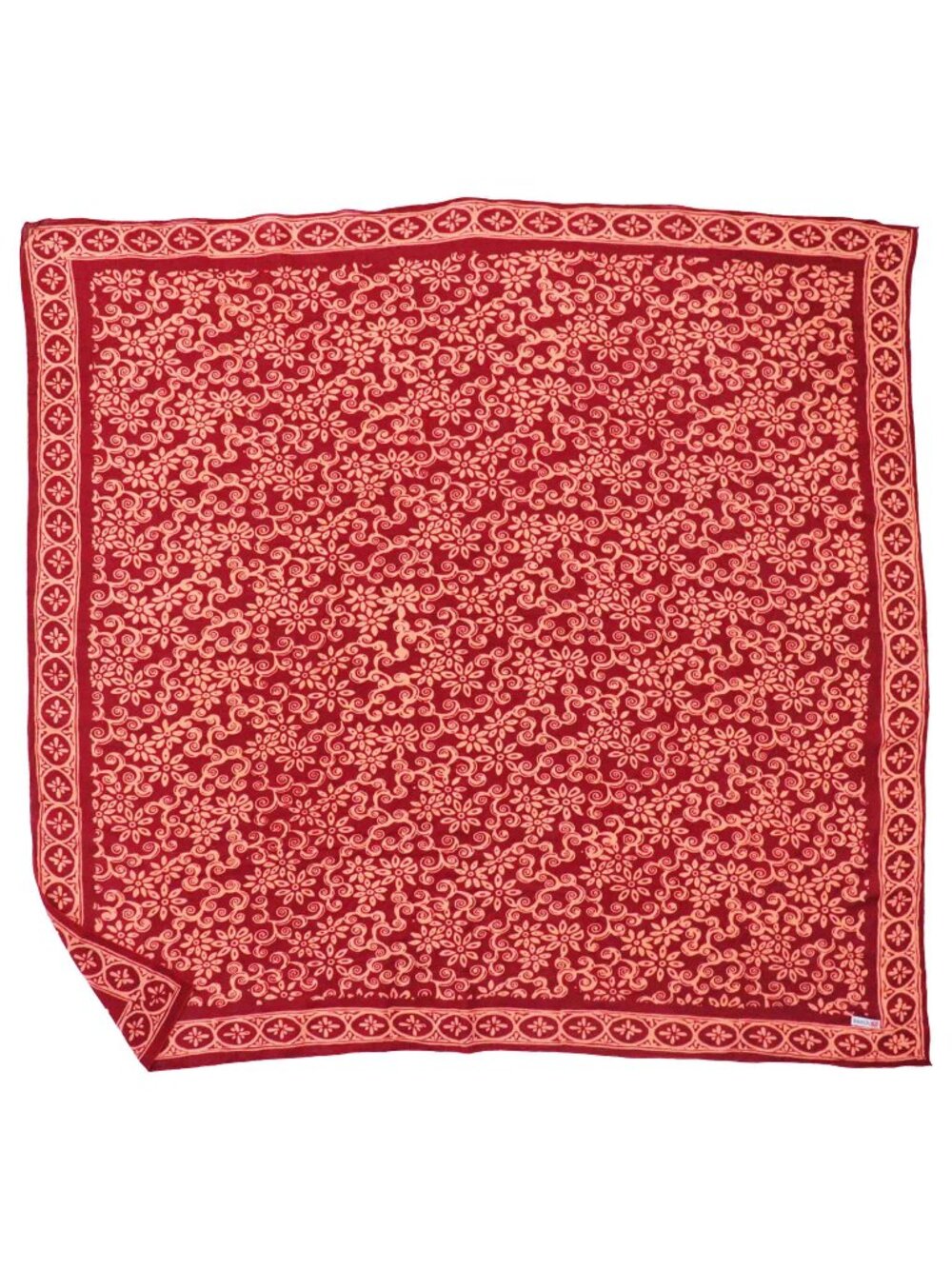 Large 39" Batik Bandana, Red Loop Pattern, Burgundy XL